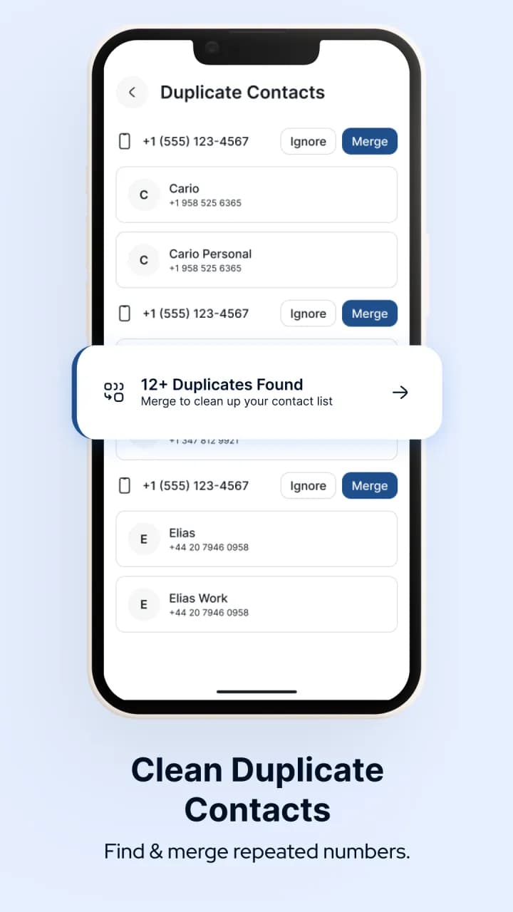 Finding and merging duplicate contacts in Contacts Backup