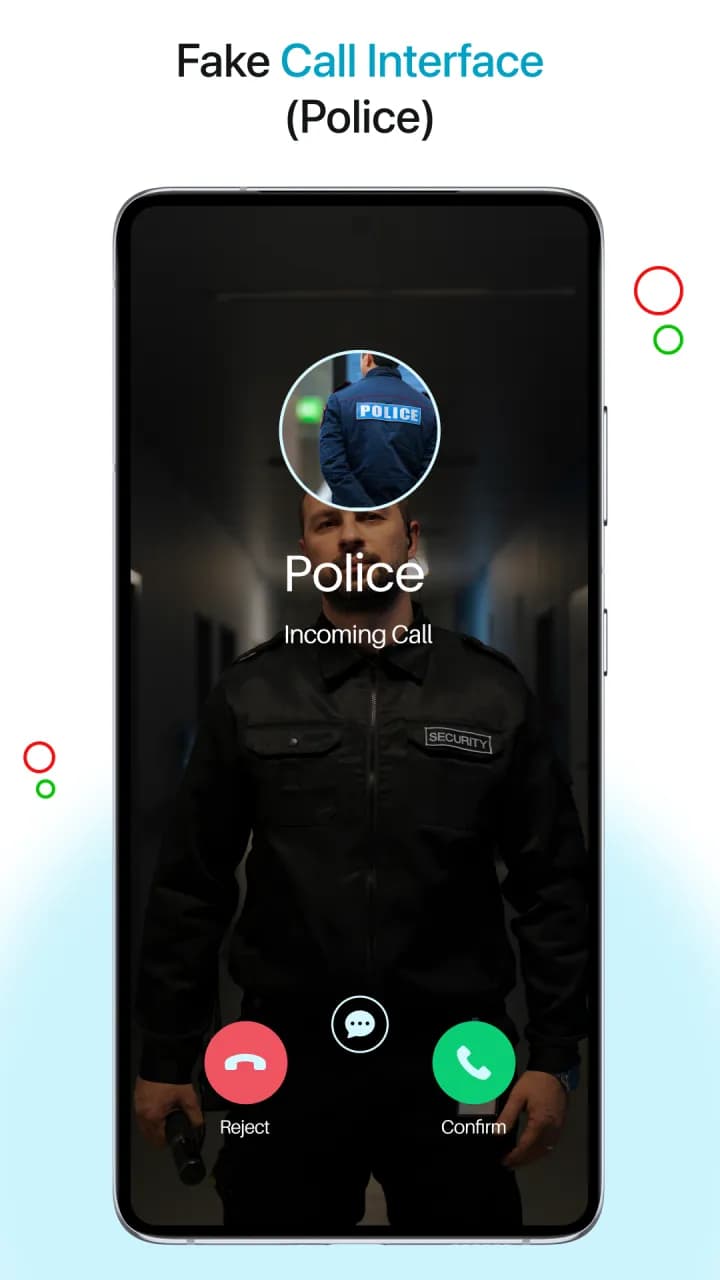 Fake Call incoming call screen showing a call from Police