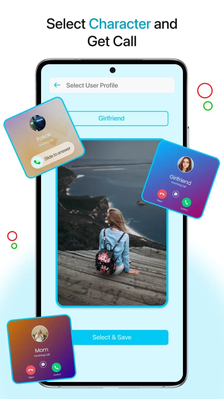 Choosing a fake caller character in Fake Call
