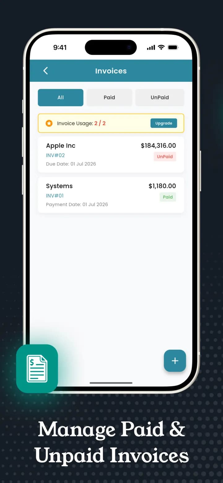 Managing paid and unpaid invoices in Invoicer
