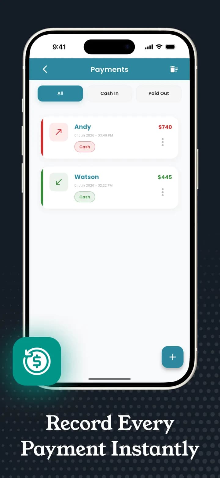 Recording cash in and paid out payments in Invoicer