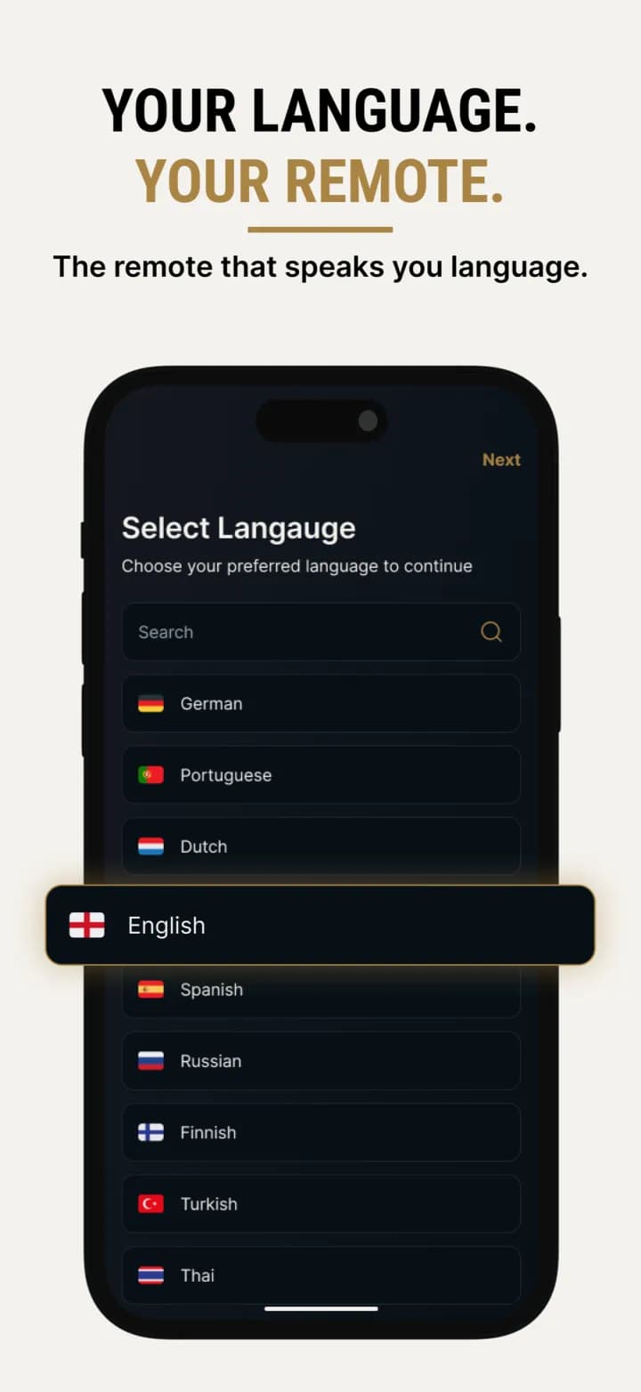 Choosing a language in Universal TV Remote