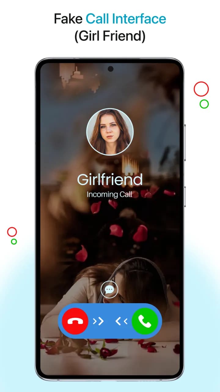 Fake Call incoming call screen showing a call from Girlfriend